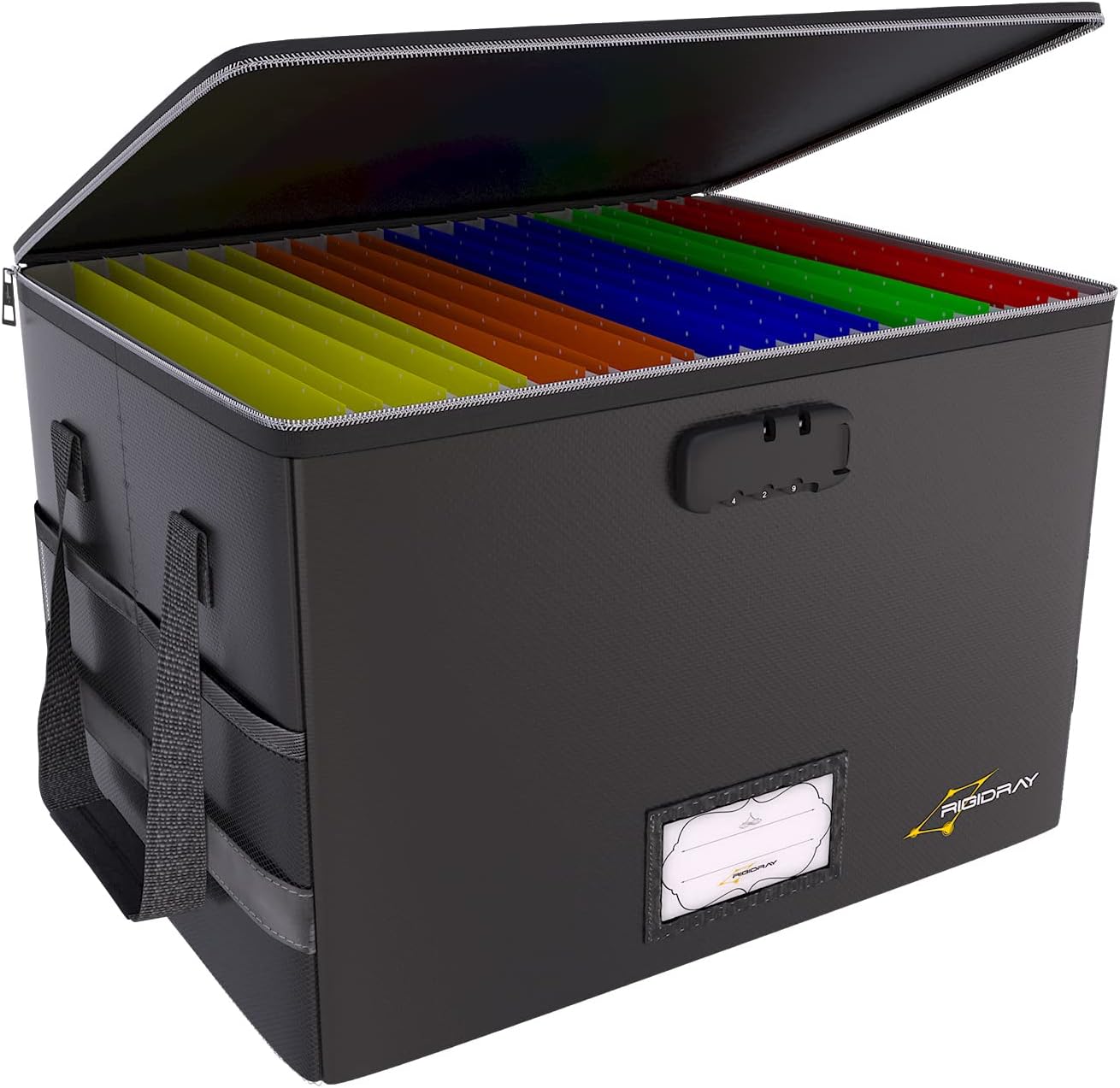 Silver Fireproof Waterproof File Organizer Box with Lock Y2744