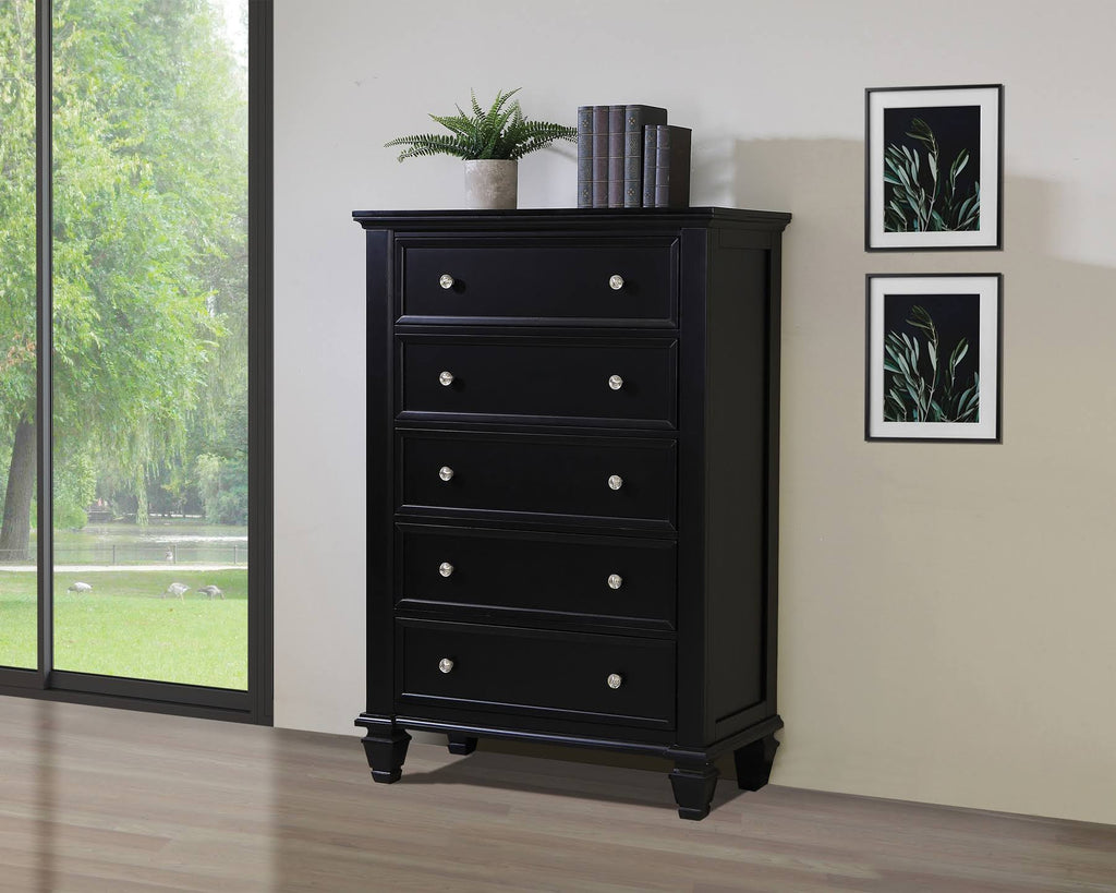 Black 5 Drawer Chest Q786623