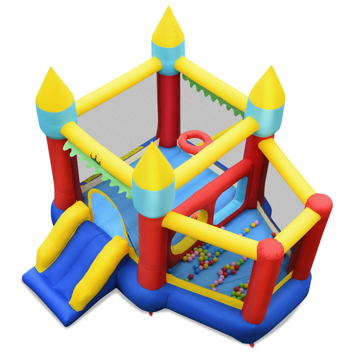 Inflatable Bounce House Slide with Tunnels Ball Pit & 480W Blower S159829