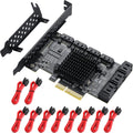 PCIE 4X SATA Card 10 Ports, 6 Gbps SATA 3.0 Controller PCIe Expansion Card, Non-Raid, with Low Profile Bracket and 10 SATA Cables Q713