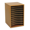 11 Compartment Wood Vertical Desktop Sorter in Medium Oak W963197