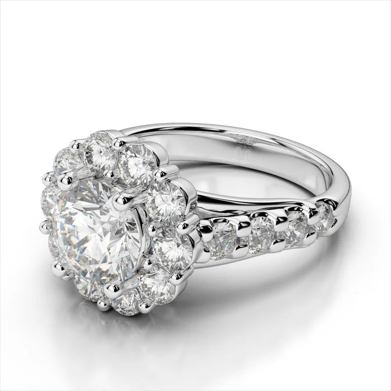 14K White Gold Moissanite Wedding Ring U280