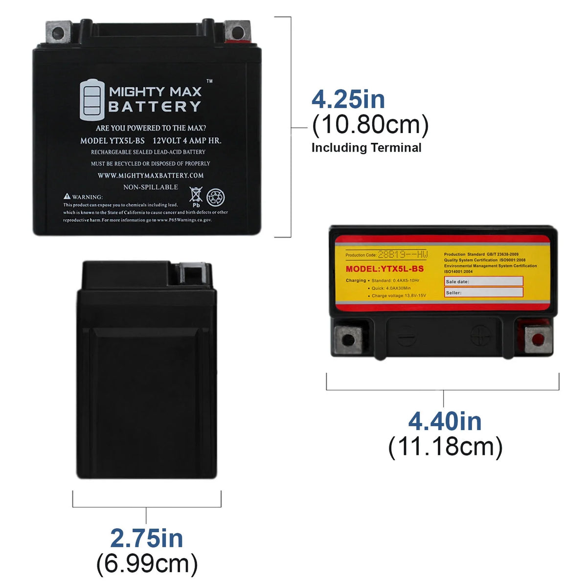 3 Pack Motorcycle Battery Y66518