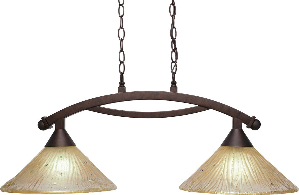 Two Light Island Bronze Finish with Amber Crystal Glass R715