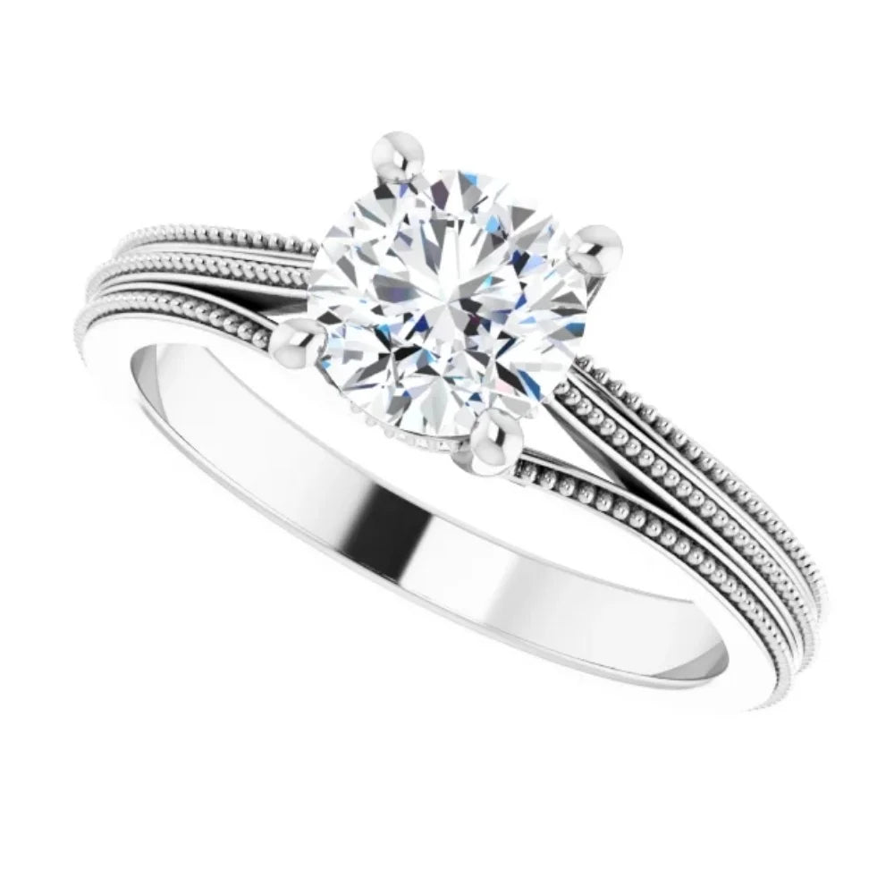 1 Ct Round Diamond Engagement Ring 14k White Gold N1251