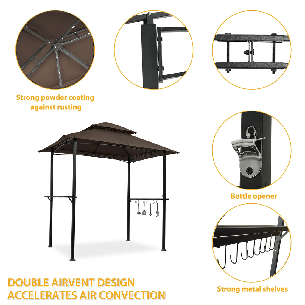 Brown Steel Frame Grill Gazebo with Canopy X1859
