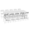 11-Piece 8 Ft Folding Dining Table with Chairs Set with Carry Handle Z9855
