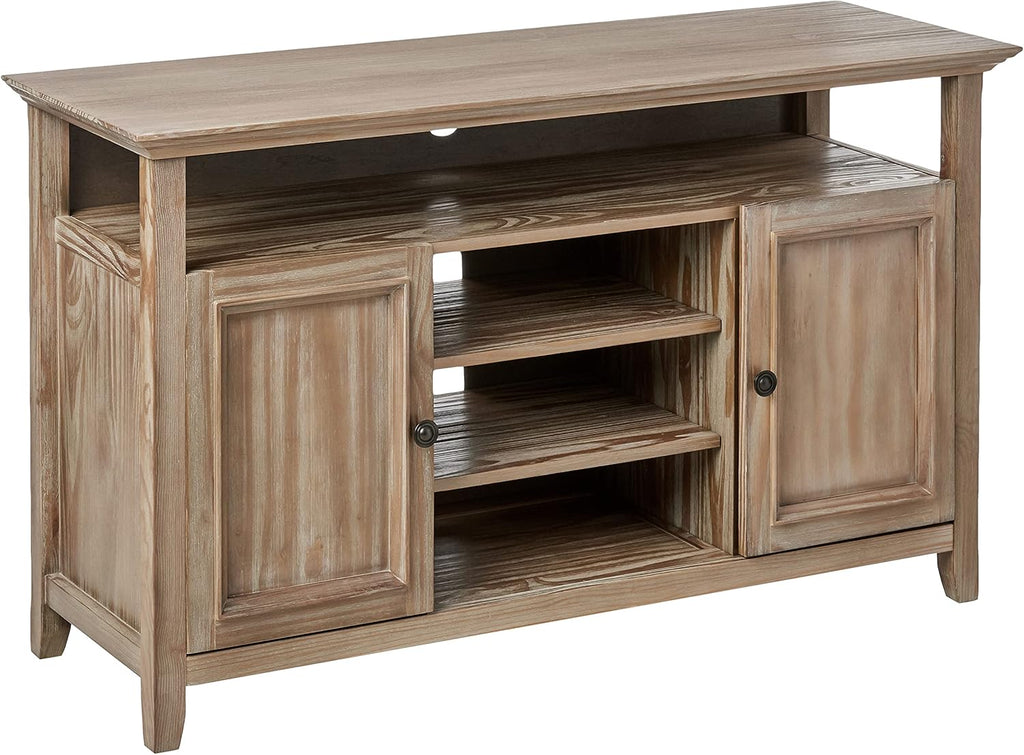 Solid Wood TV Media Stand with Storage Cabinet and Shelves J628830