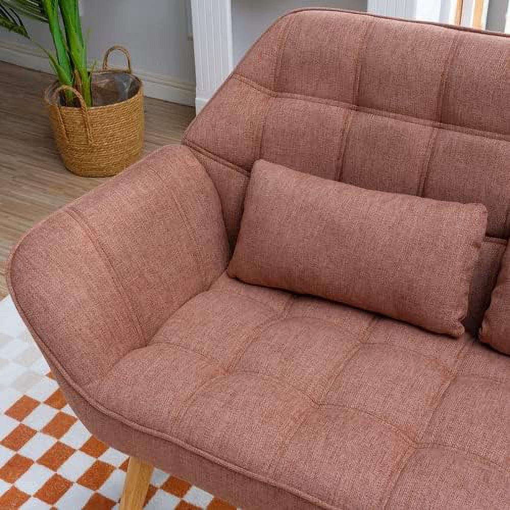 Blue Linen 2-Seat Loveseat Sofa with 2 Pillow Q550583