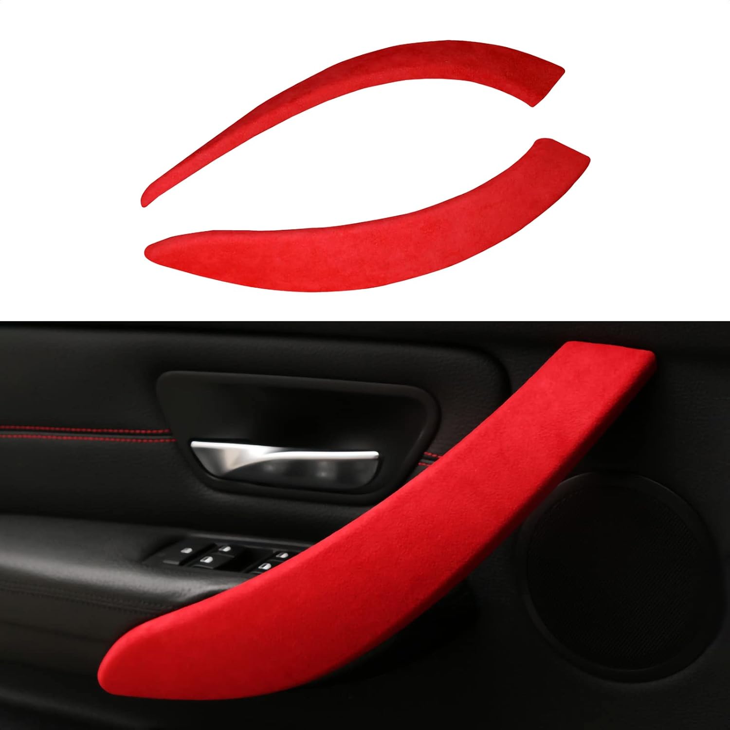 Car Door Handle Panel Cover Trim Sticker Inner Pull Door Handle Decals Red Pack of 2 G20312