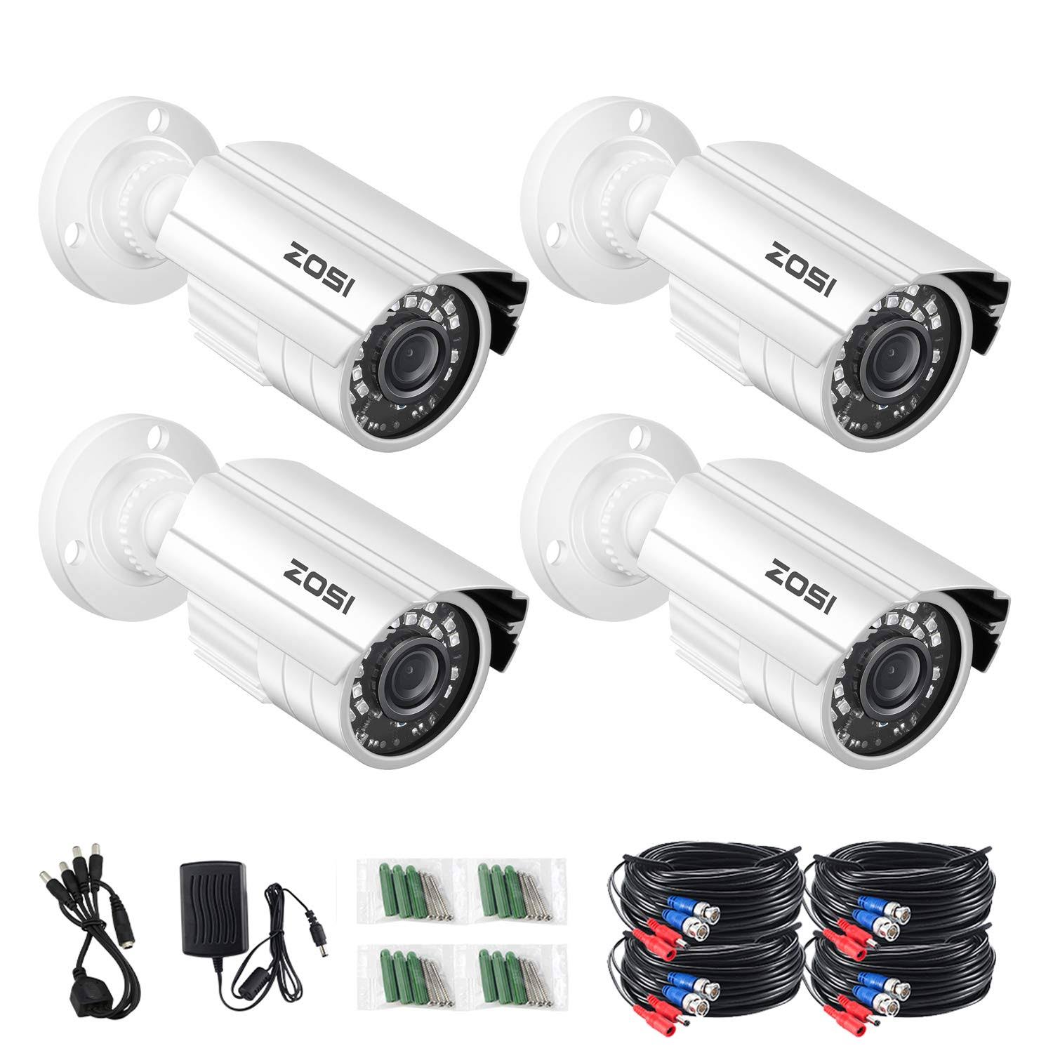 4 Pack 1.0 Megapixel HD 720p CCTV Cameras Kits 65ft IR Distance Waterproof Cameras P3542