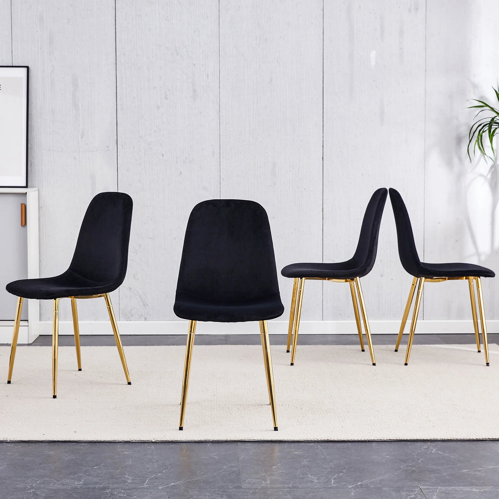 Set of 4 Velvet Dining Chairs with Golden Metal Legs G117443