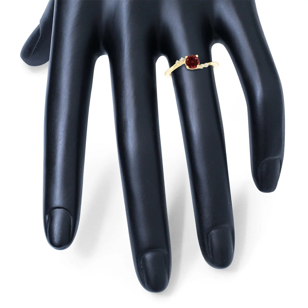 Garnet and Diamond Ring in 10K Yellow Gold Y449738