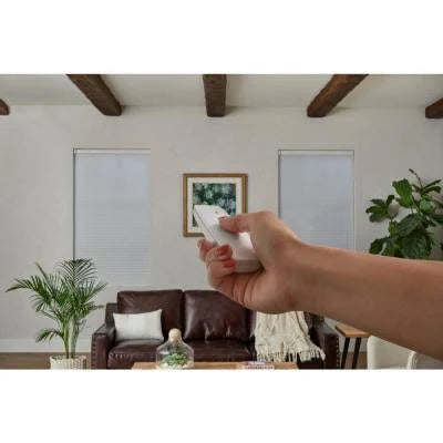 White Cordless Blackout Motorized Cellular Shade with Remote Control N147186