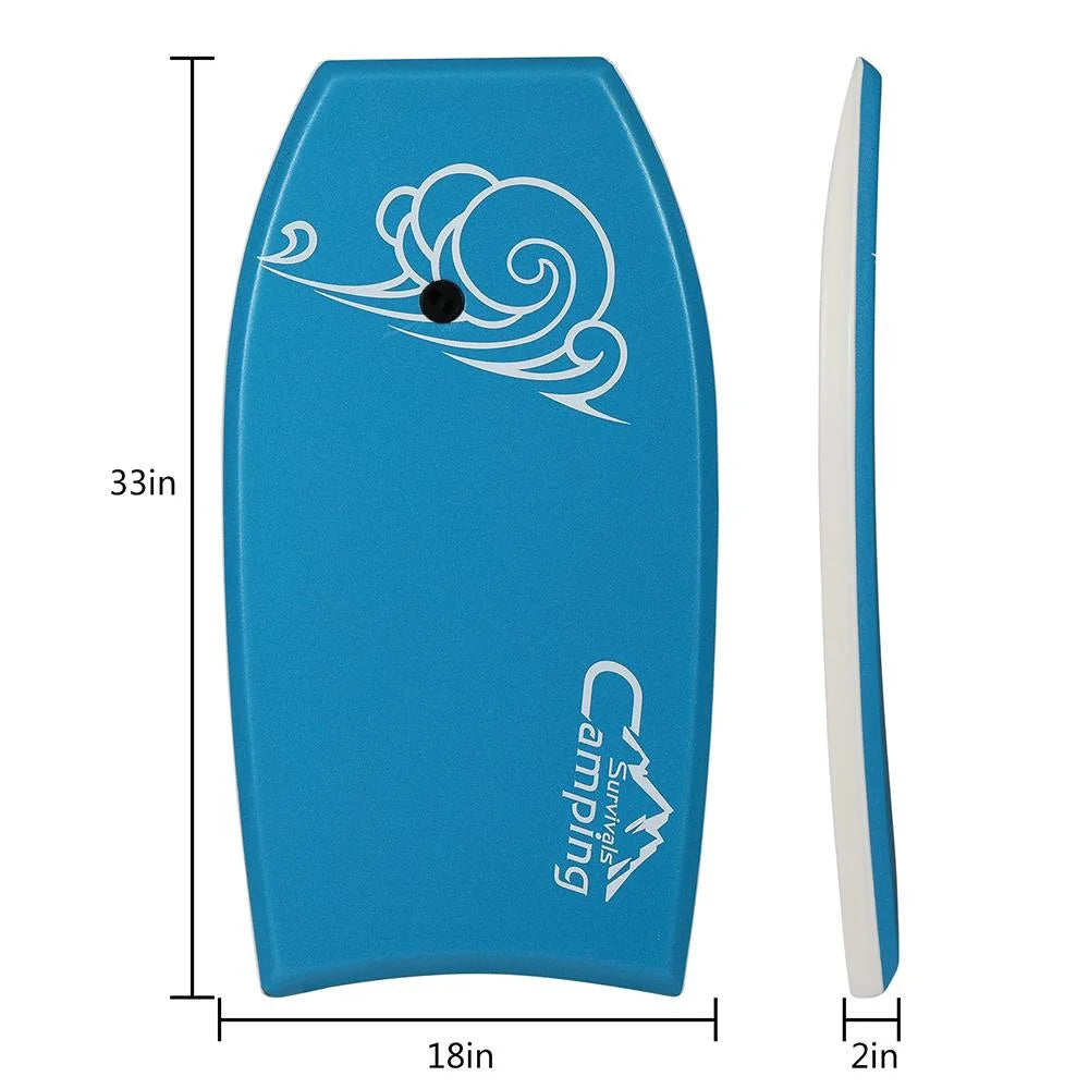 33" Lightweight Bodyboard with EPS Core, XPE Deck, HDPE Slick Bottom, Blue A453