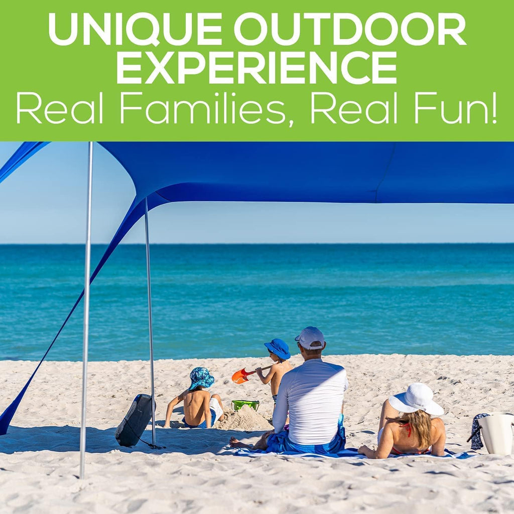 Beach Tent Pop Up Canopy Sun Shelter UPF50+ Lightweight Outdoor Shade with Ground Pegs and Stability Poles Portable Set (7.2 X 8.2 FT 4 Pole, Bright Blue) O813