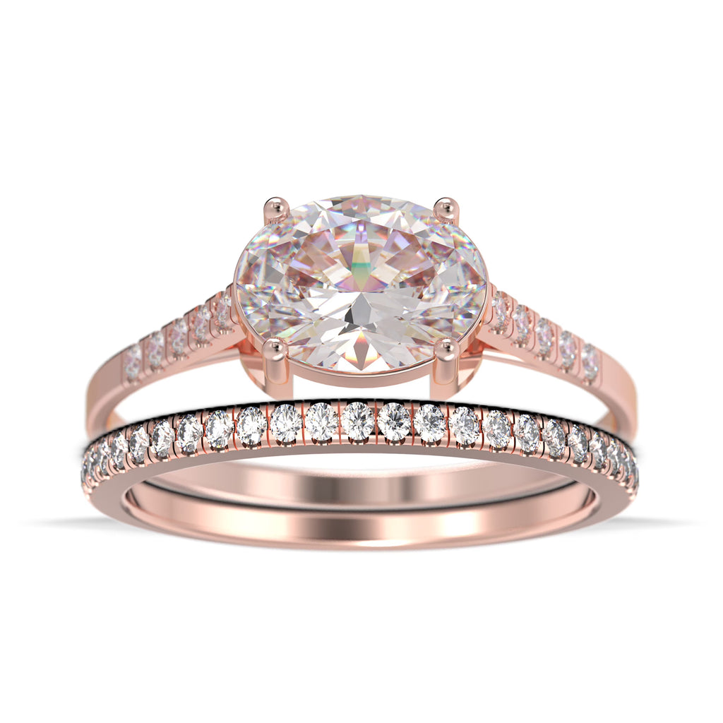 2.00 Carat Oval Cut Diamond Moissanite Engagement Ring in 10k Solid Rose Gold A717885
