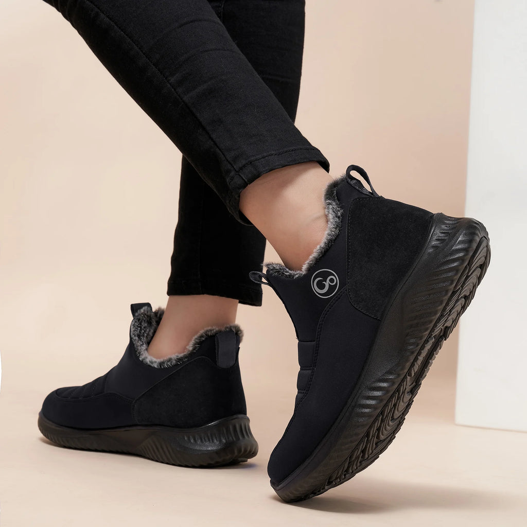 Faux Fur Waterproof Slip On Ankle Booties F833643