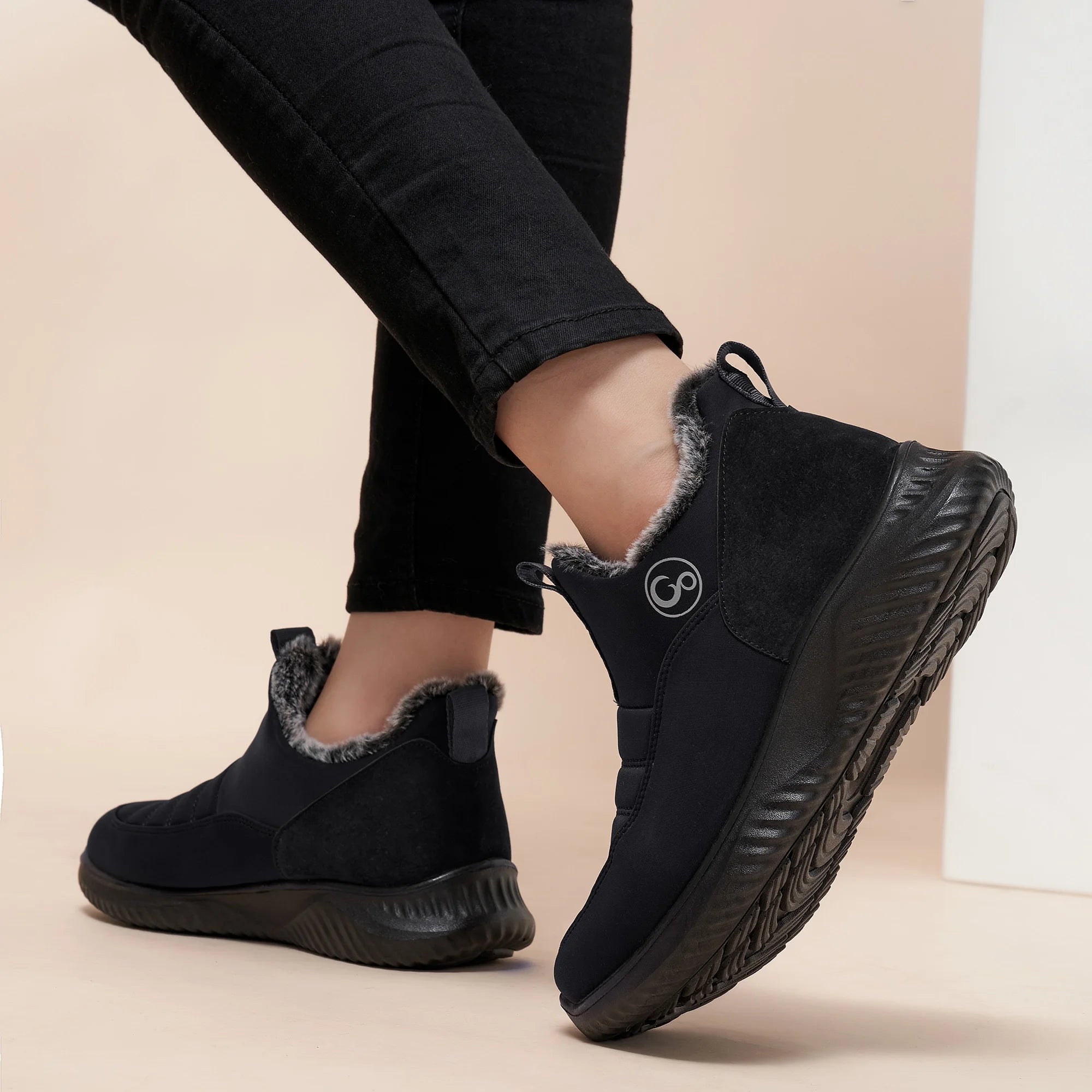 Faux Fur Waterproof Slip On Ankle Booties F833643