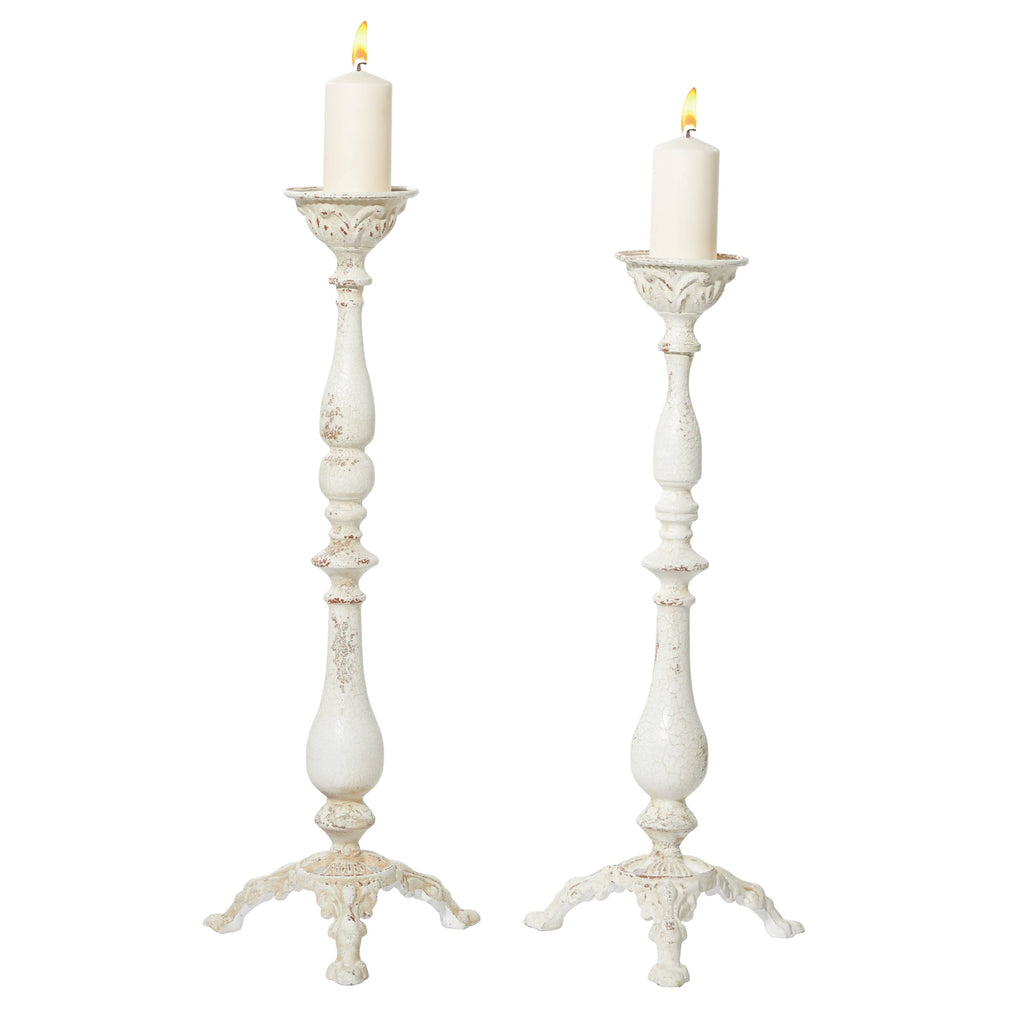 Vintage White Metal Candle Holders, Set of 2 K59240