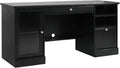 Espresso L-Shaped Executive Desk with Drawers & Cabinet U625