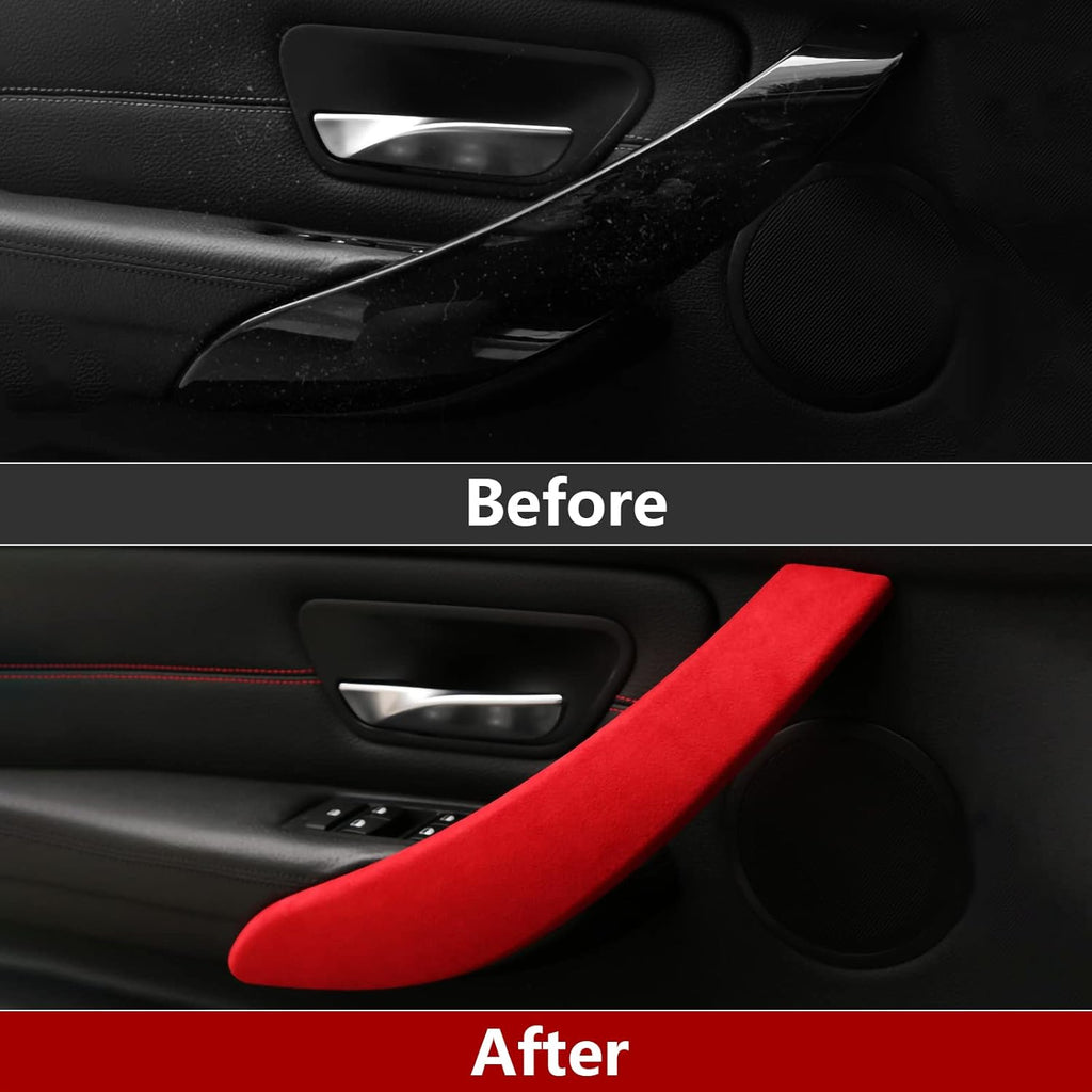 Car Door Handle Panel Cover Trim Sticker Inner Pull Door Handle Decals Red Pack of 2 G20312
