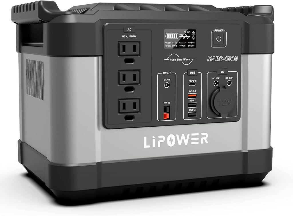Portable Power Station 1000W 1100Wh 300000mAh Solar Generator with 3 110V Pure Sine Wave AC Outlet Q956