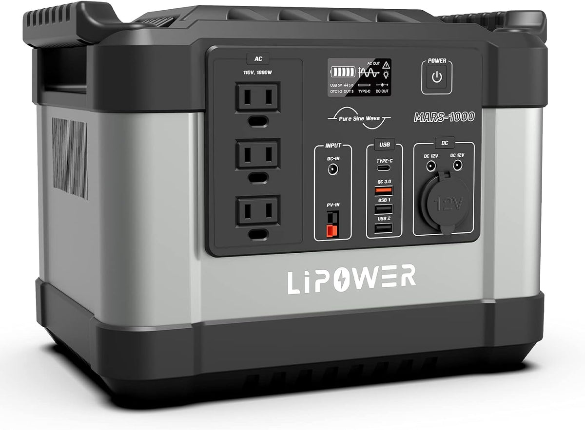 Portable Power Station 1000W 1100Wh 300000mAh Solar Generator with 3 110V Pure Sine Wave AC Outlet Q956