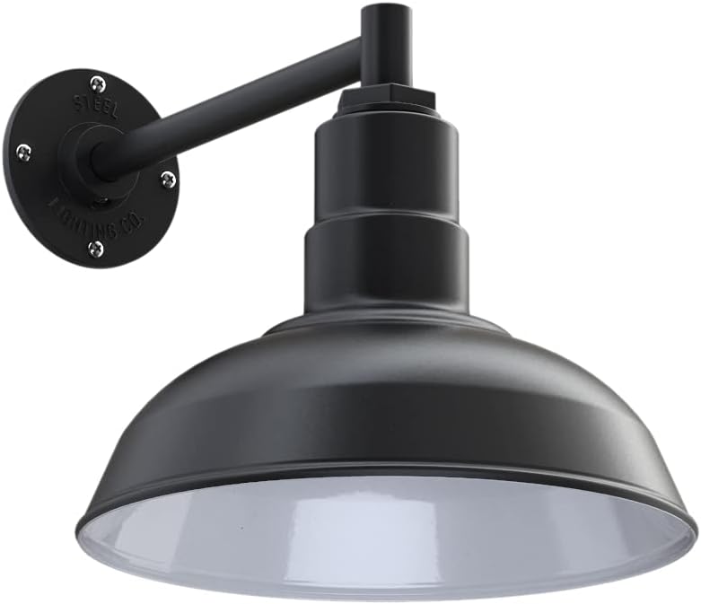 Matte Black Steel Gooseneck Barn Light B686582