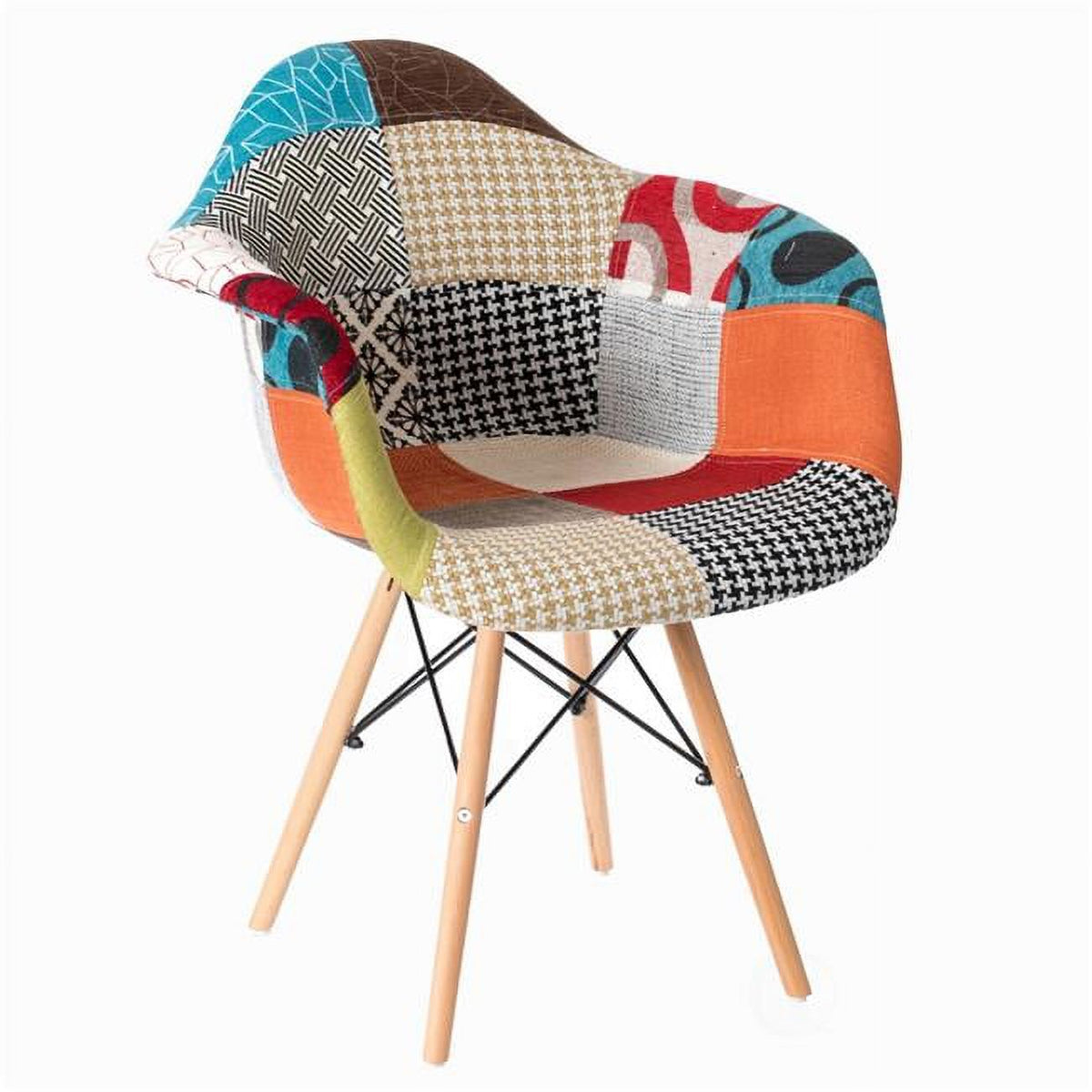 Multi Color Upholstered Shell Dining Chair with Wooden Legs C375065