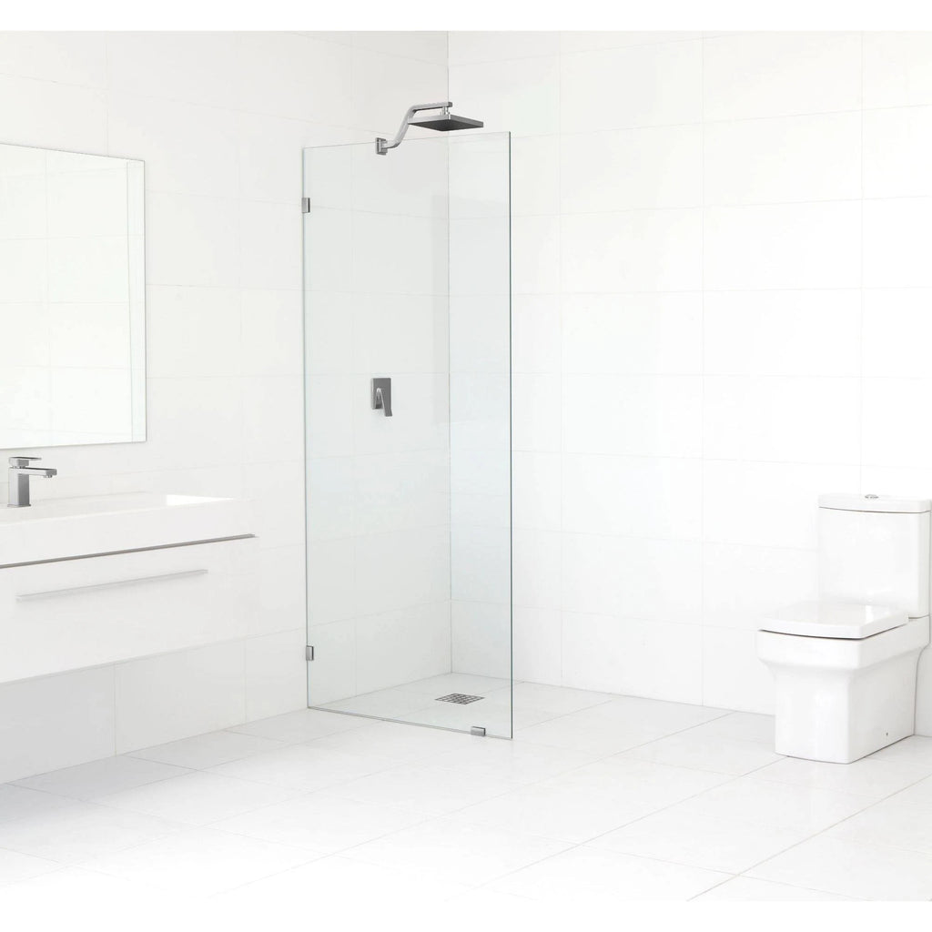 Frameless Shower Fixed Panel with Brushed Nickel Hardware Q980418