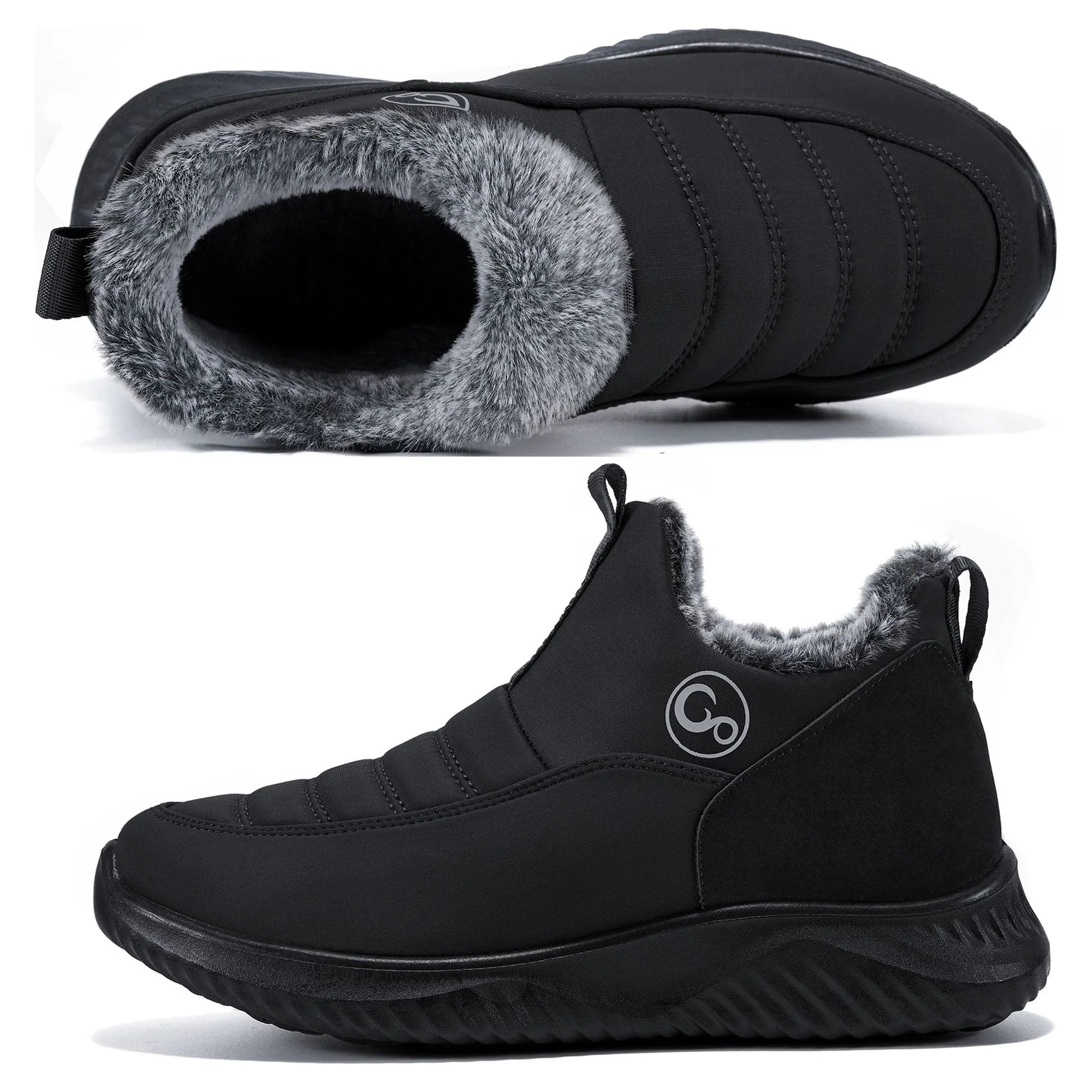 Faux Fur Waterproof Slip On Ankle Booties F833643