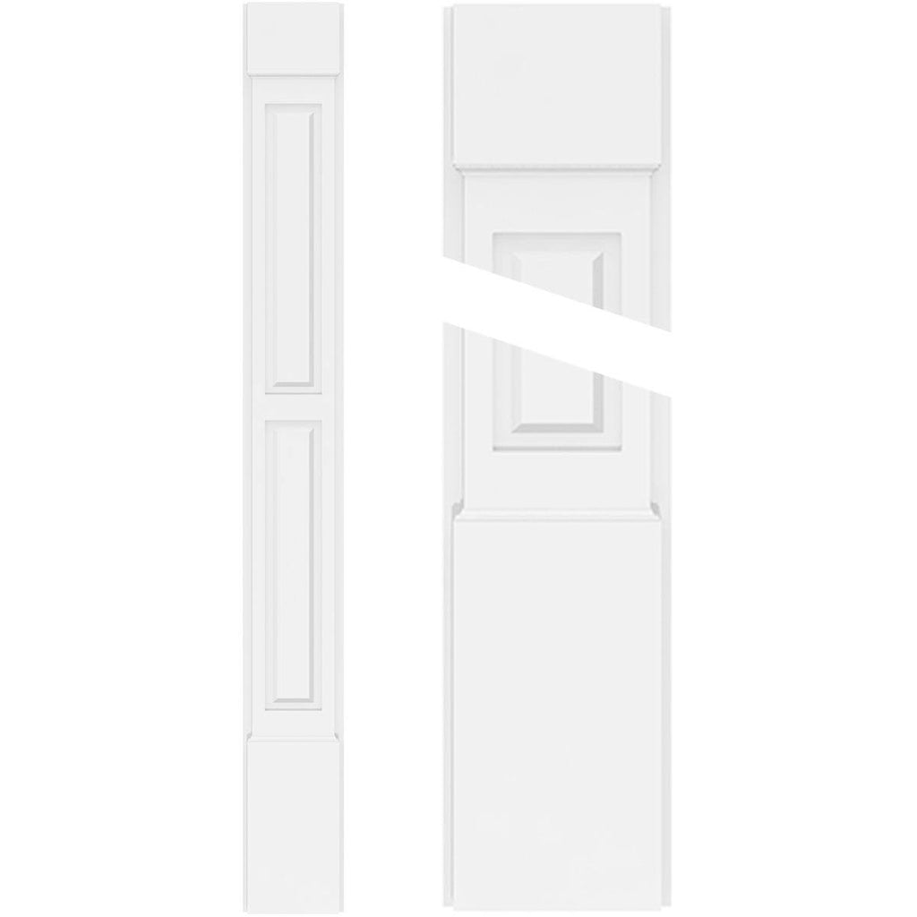 Two Equal Raised Panel PVC Pilaster with Capital and Base (Pair) S4580