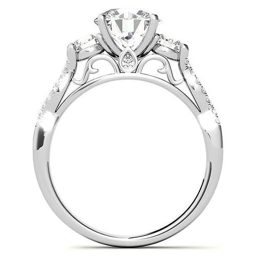 14k Gold Three Stone Diamond Engagement Ring Q979