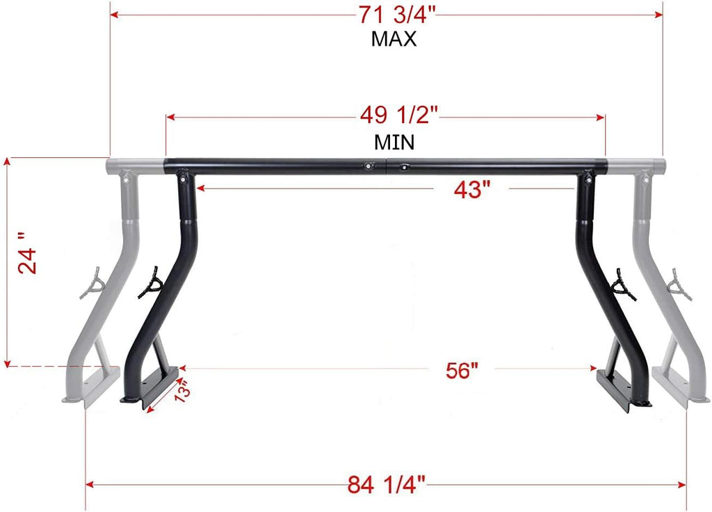 Steel Pickup Truck Low Profile Ladder Rack Sport Bar Two Bar Set M245139