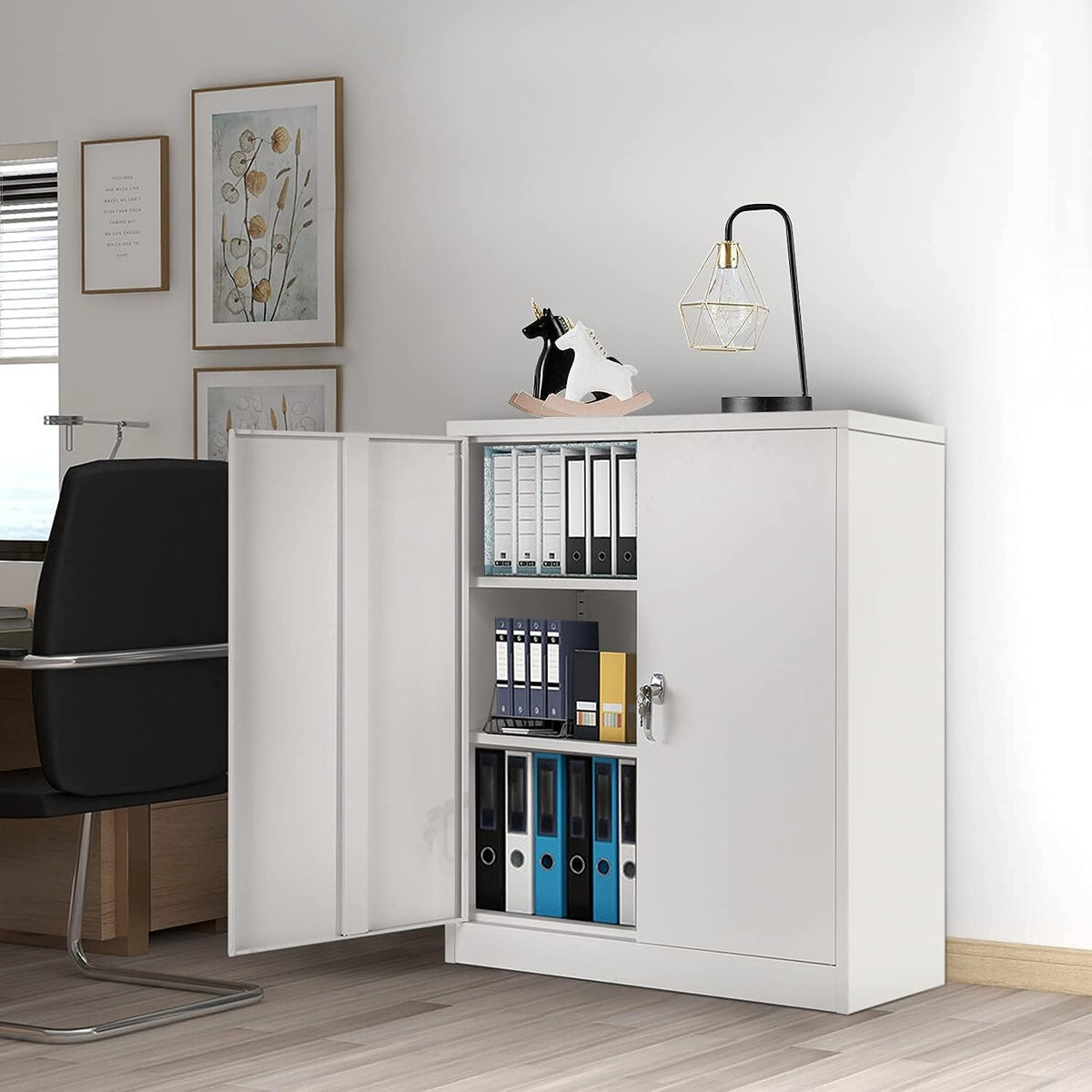Tall Metal Storage Cabinet with Doors, Lockable 72" Steel Cabinet with 4 Adjustable Shelves (Black) D409833