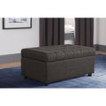 Grey Linen Rectangular Storage Ottoman M9937