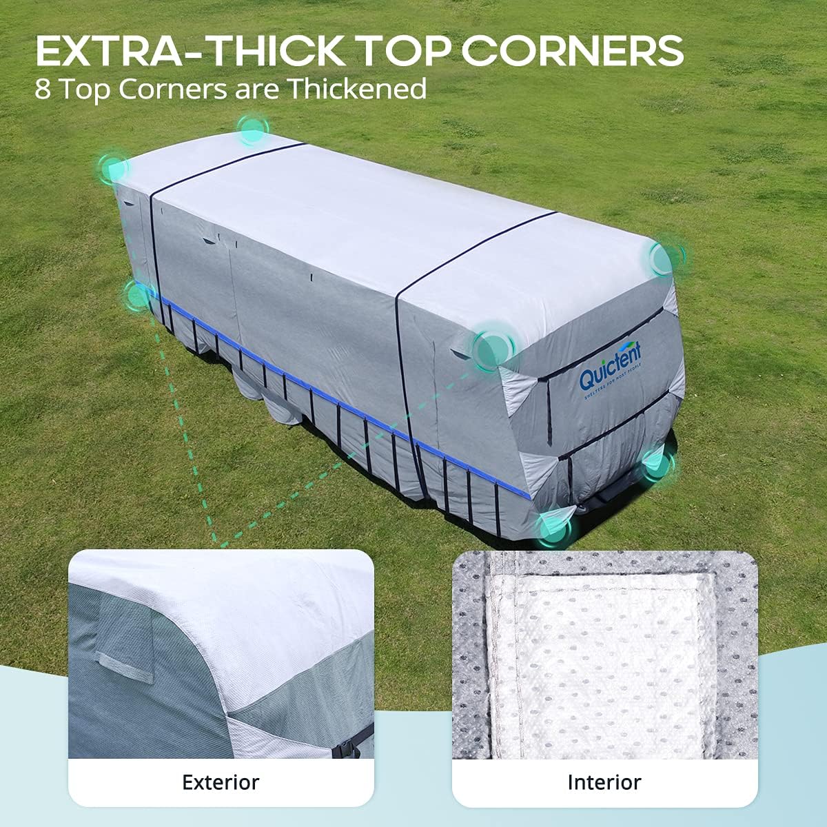 RV Cover, 6-ply Camper Cover, Fits 23-26Ft Motorhome, Breathable Waterproof Rip-Stop Anti-UV with 2 Windproof Straps, 4 Tire Covers Z715278