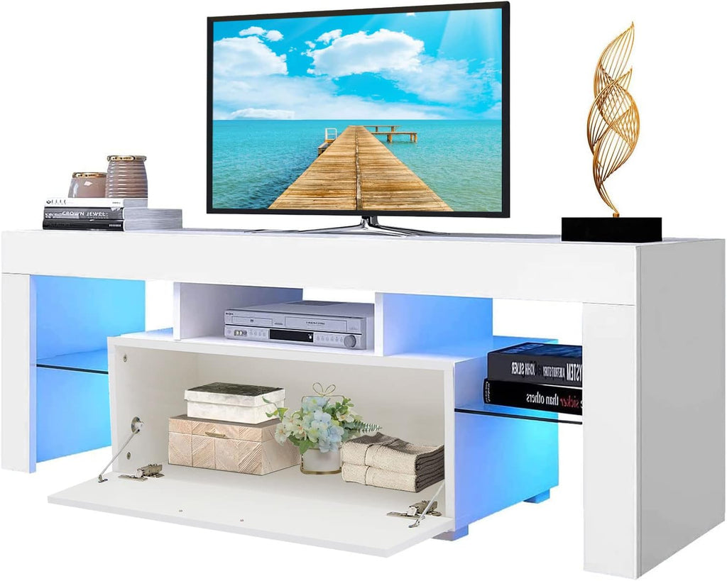 Black LED TV Stand with Storage Drawer F7916