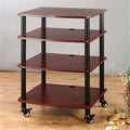 4 Black Poles 4 Cherry Shelves AV Stand with Caster B86063