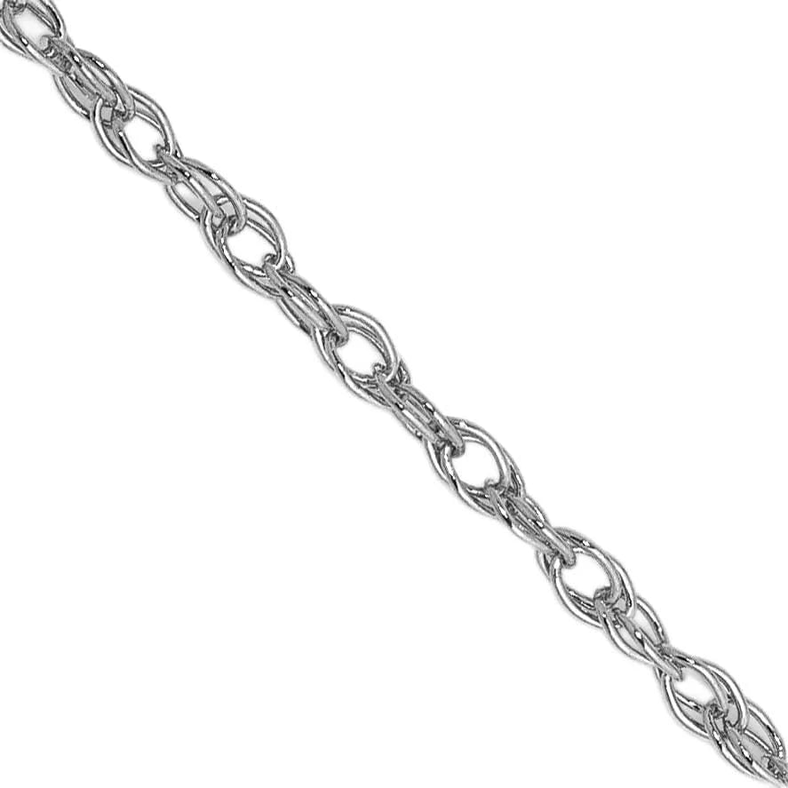 10K White Gold 1.3mm Rope Chain X119