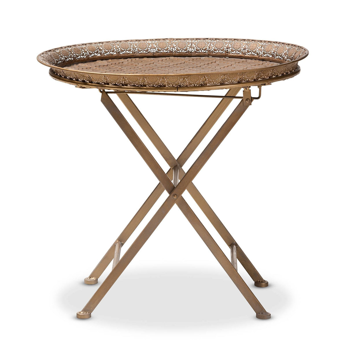 Gold-Tone Metal Folding Tray Table D3220