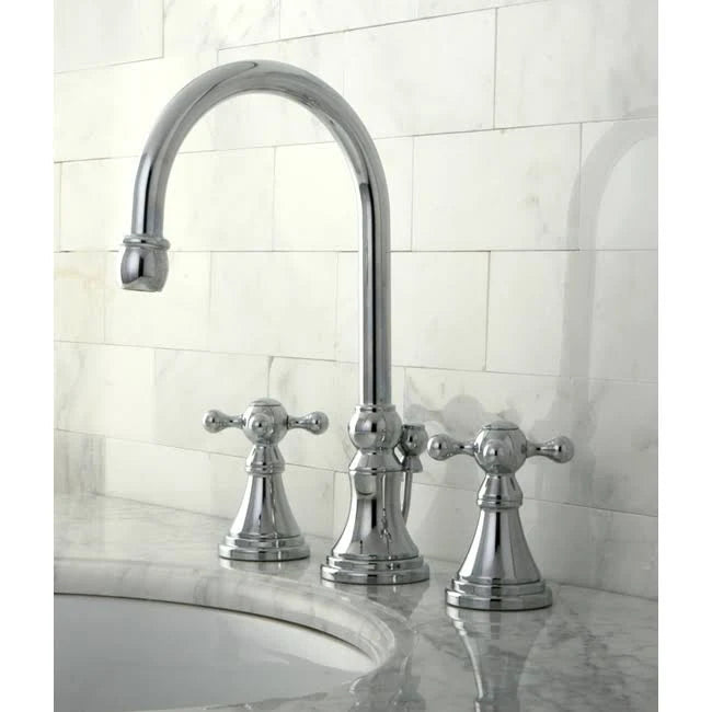 Polished Chrome Widespread Lavatory Faucet with Brass Pop-Up I471