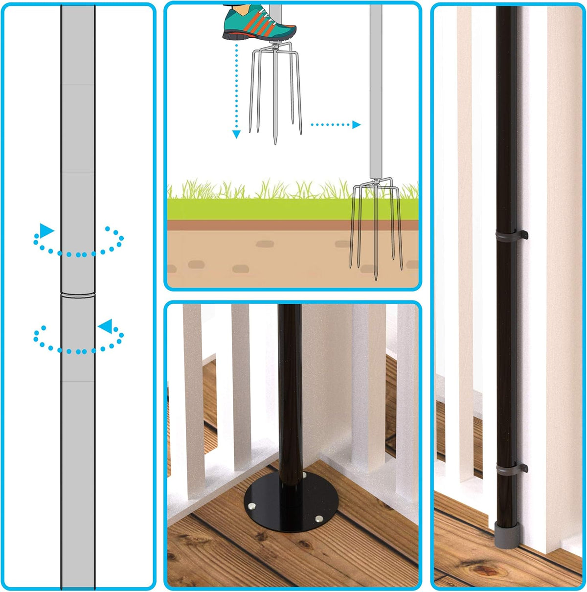 String Light Poles 2PCS 9FT Weather Resistant Stainless Steel C517004