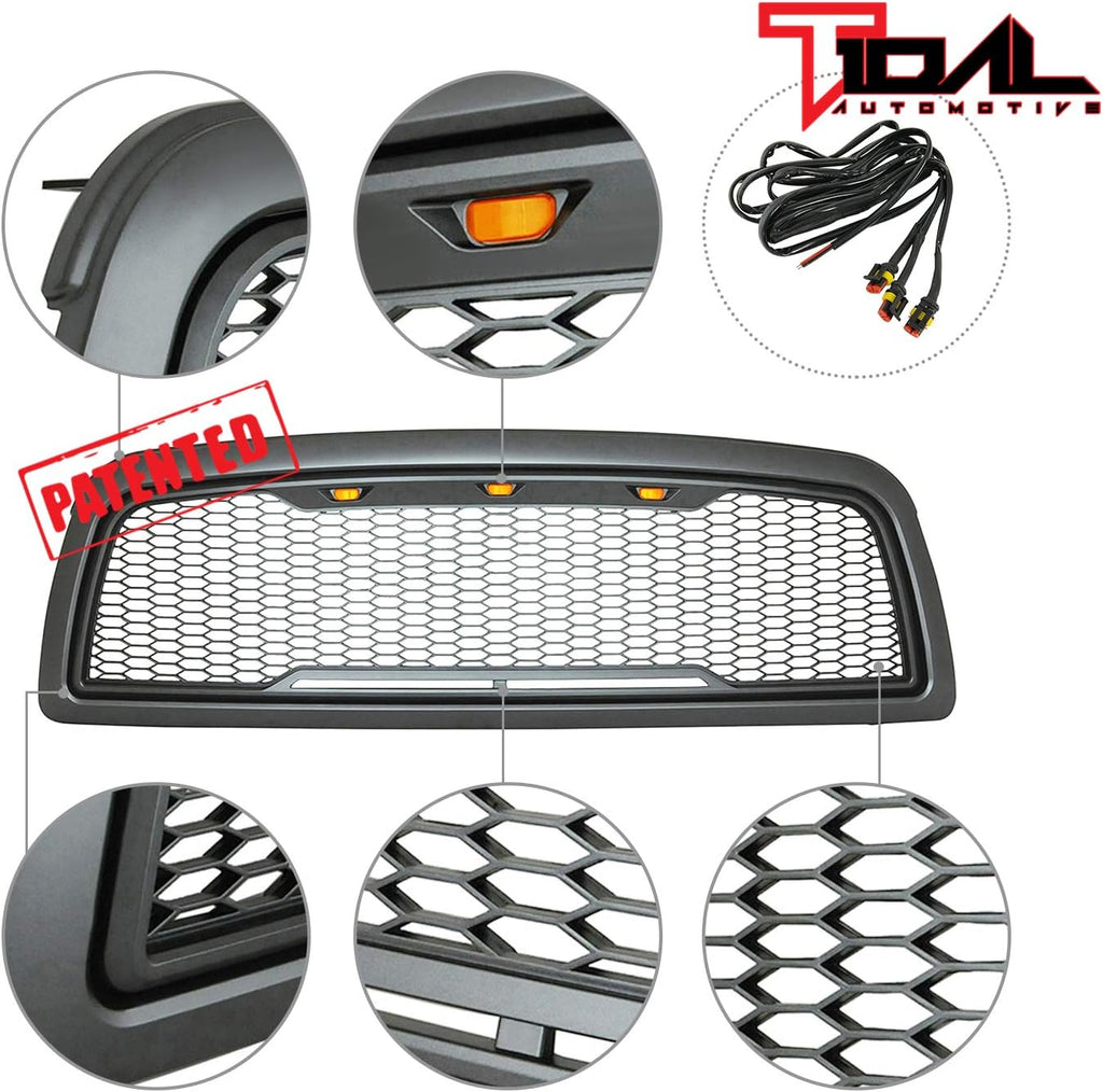 ABS Upper Grille Front LED Grille with Amber LED Lights Replacement Grille G80752