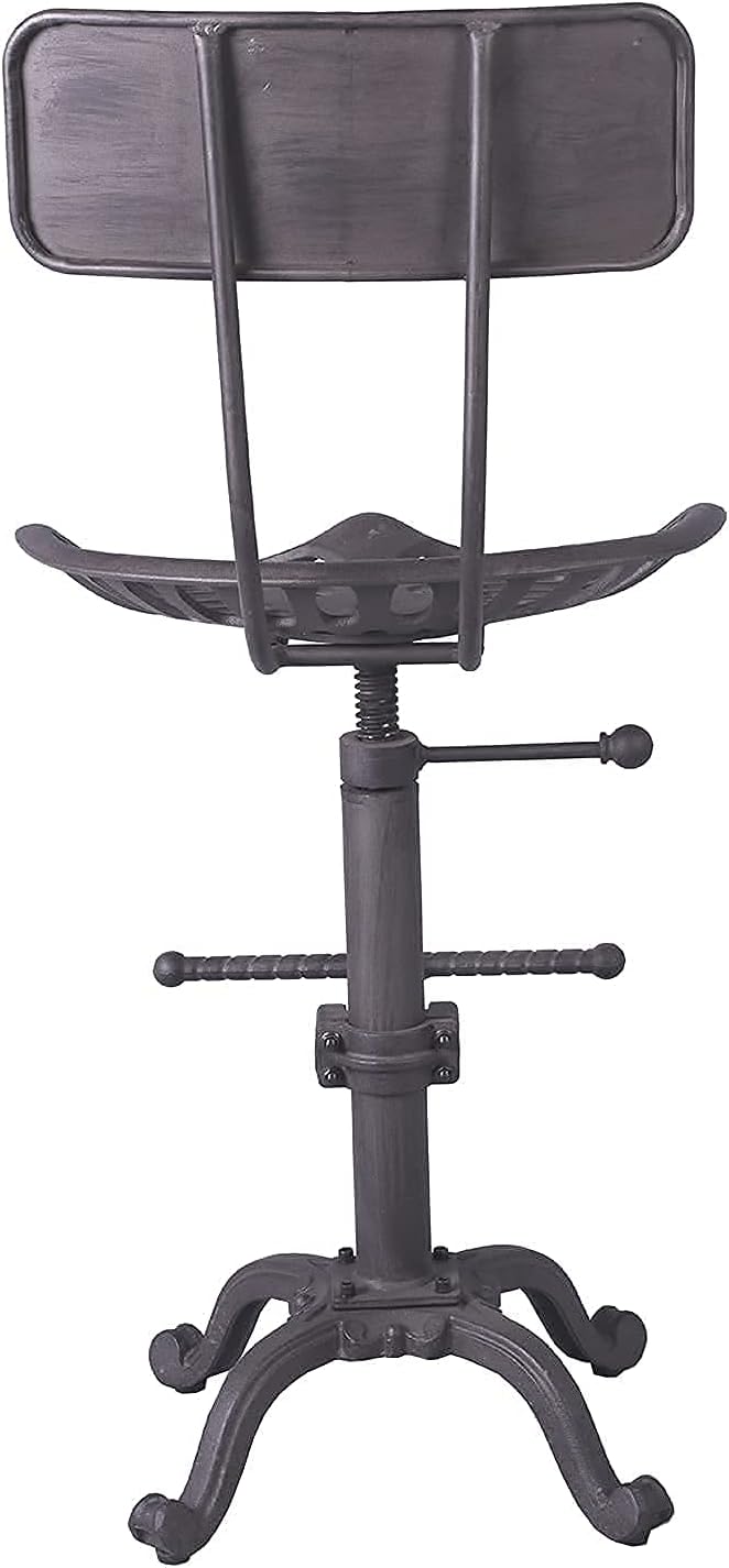 Rust Industrial Cast Iron Tractor Seat Bar Stool with Back R10384