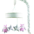 Pink White Grey Owl Musical Crib Mobile R319