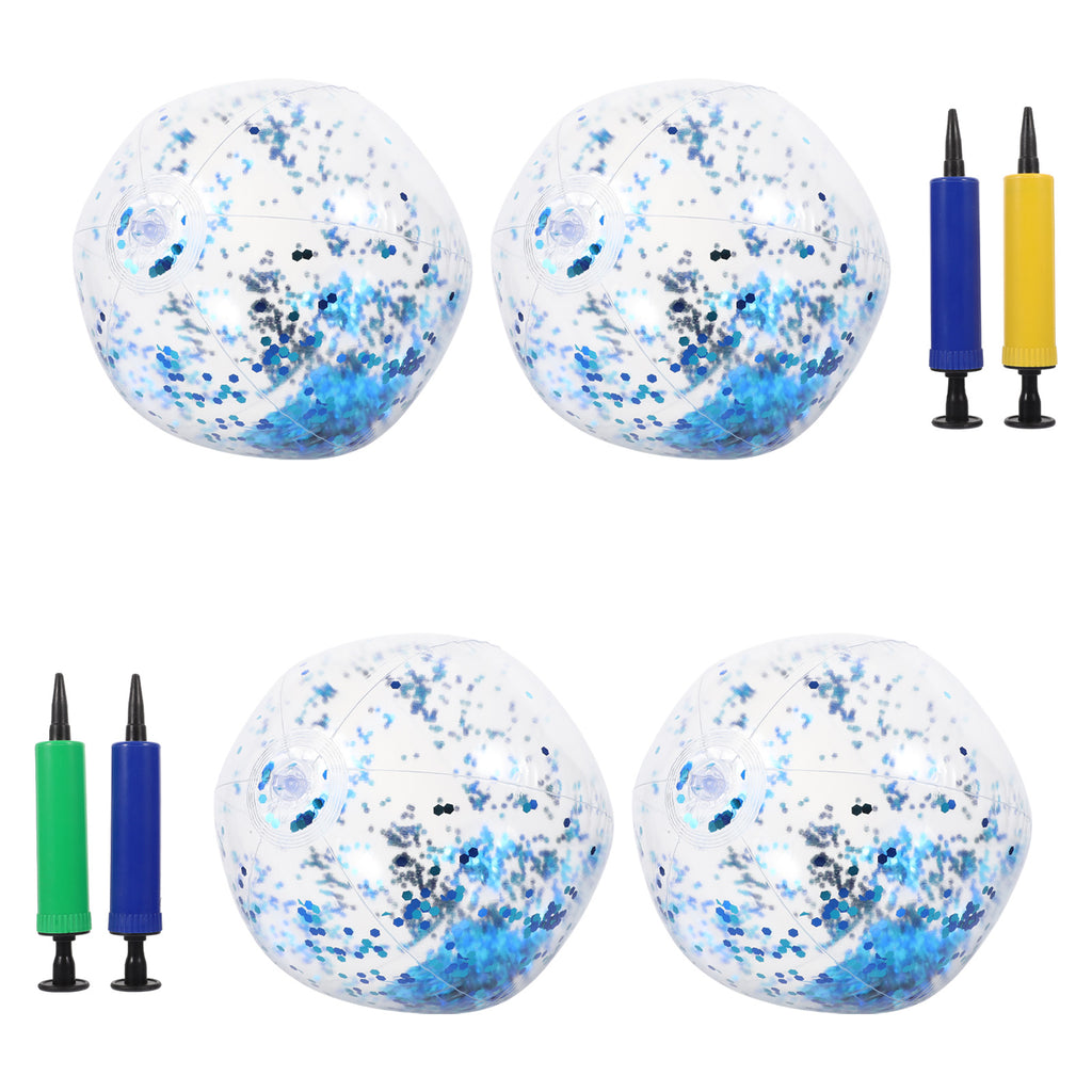 4Pcs Glitter Beach Balls with Inflators H921