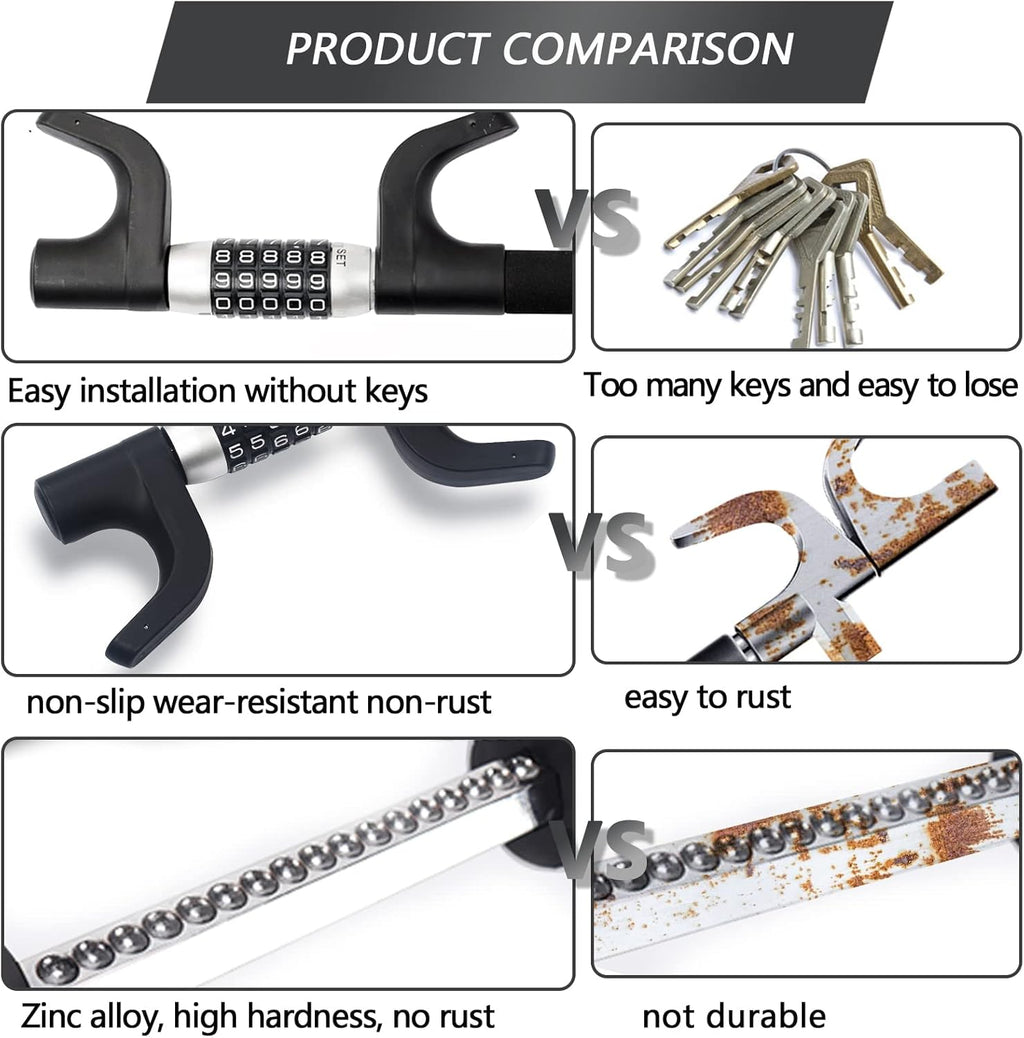 Heavy Duty Retractable Two Hooks Steering Wheel Lock Q2254