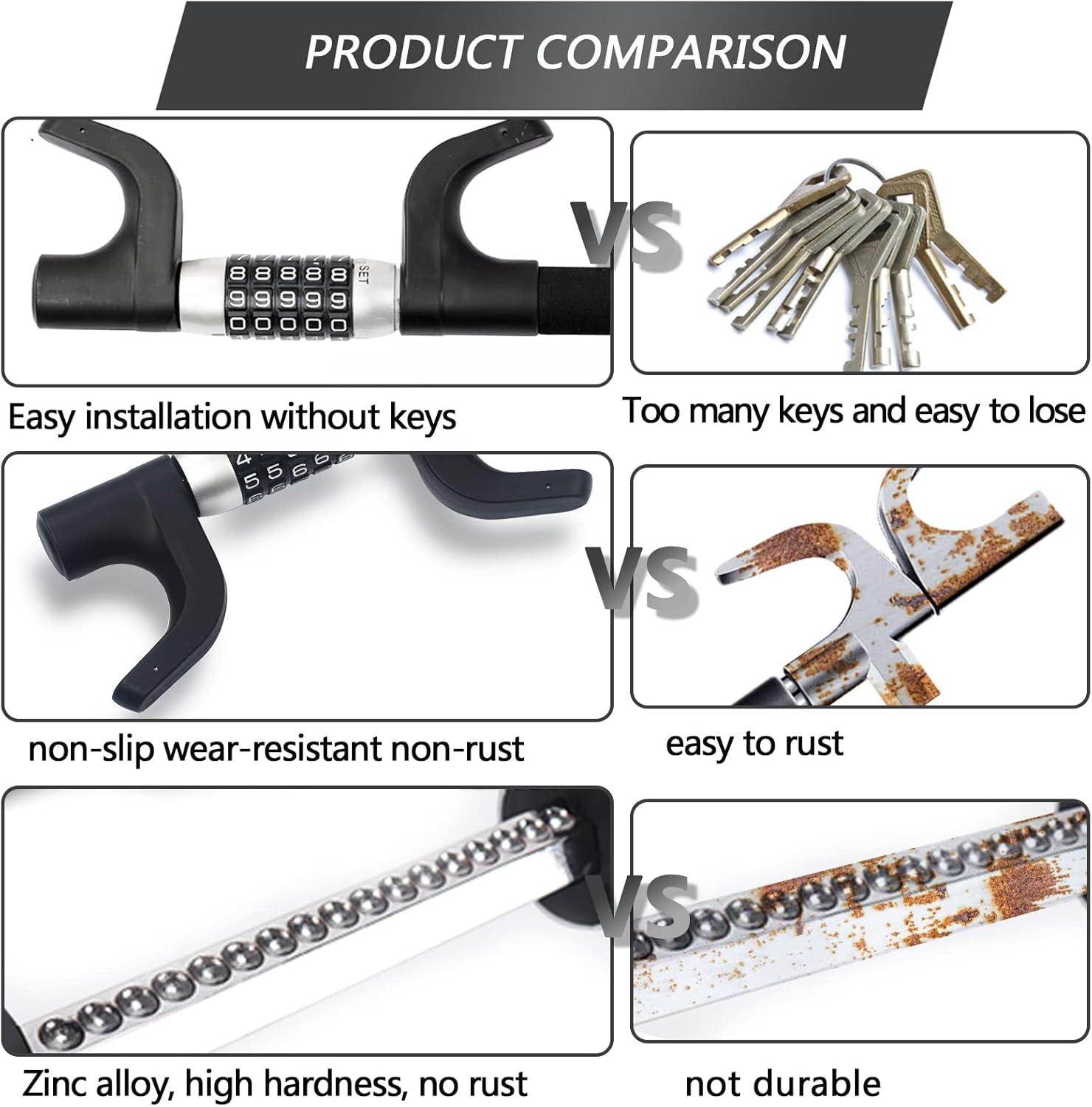 Heavy Duty Retractable Two Hooks Steering Wheel Lock Q2254